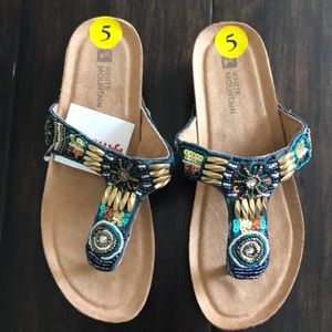 White Mountain jeweled wedge sandal. Brand new